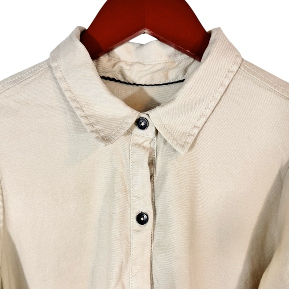 Anthropologie Maeve Collared Linen Blend  Button-Front Tassel Mini Dress Small - Picture 5 of 9